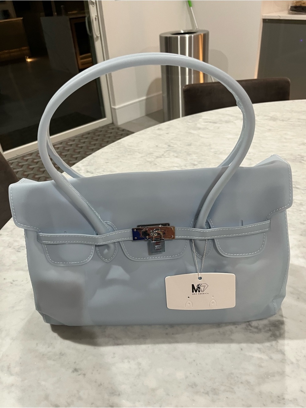 Handbag - Light Blue jelly  birkin  Structured Shoulder Bag